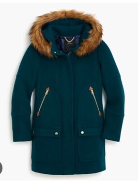 NWT J.Crew size 4 chateau stadium Parka in dark green